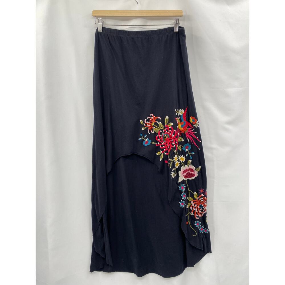 Johnny Was M black Hi-Low Floral Embroidered Skirt - Picture 2 of 4